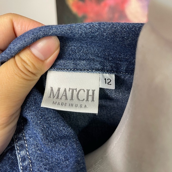 Match Vintage Made in USA Pure Cotton Denim Western Maxi Pencil Dress Sz 12 - Picture 6 of 8